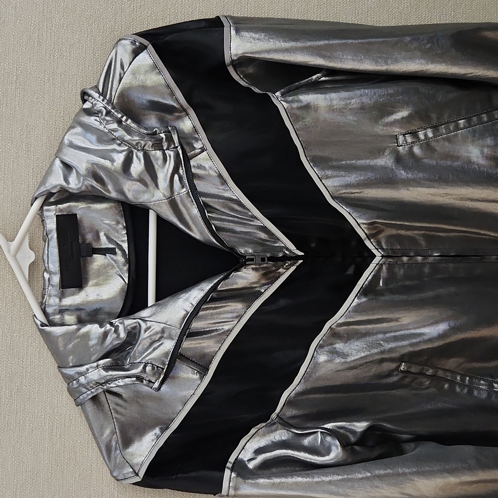 Rag & Bone Sloane Metallic Hooded Track Jacket Size XS - Picture 3 of 15